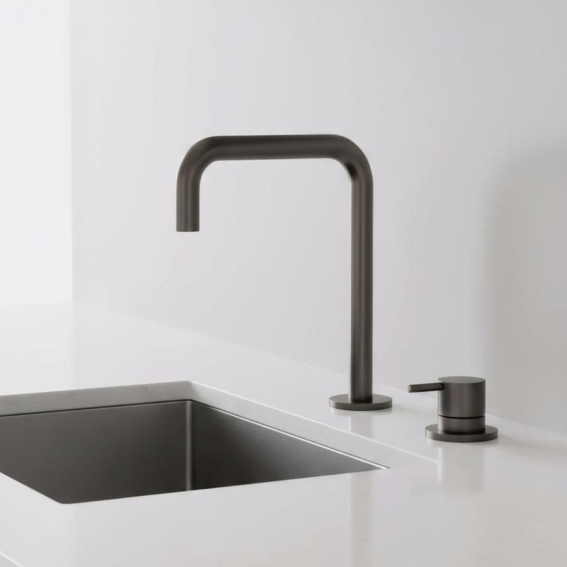 Pure.Sink Luxion 2-gats Gun metal keukenkraan met U uitloop PLX2HU-61