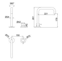 Pure.Sink Luxion 2-gats Koperen keukenkraan met U uitloop PLX2HU-62