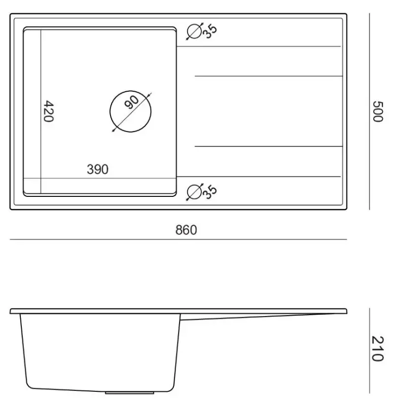 Quadri Luton pearl beige granieten opbouw spoelbak met afdruipvlak omkeerbaar 86x50cm met gouden plug 1208971778