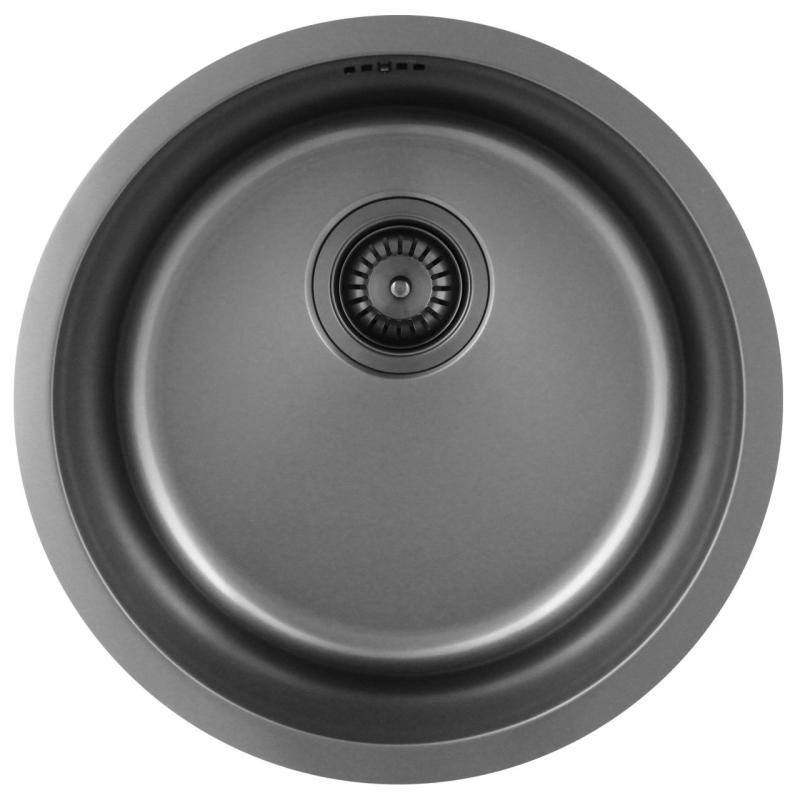 Pure.Sink Rondo Gun metal Ronde Spoelbak vlakinbouw, onderbouw en opbouw  38 cm PRN38-61