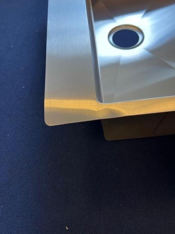 OUTLET BESCHADIGD Ausmann Oder Blue grote rvs spoelbak 79x50cm vlakbouw en opbouw met kraangatbank 1208971784