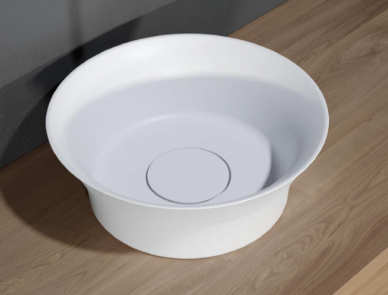 Outlet Riho Barca opbouwwastafel rond mat wit B39,5xH14,5cm met kapje F70022