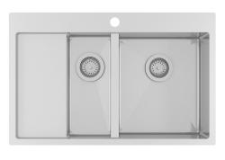 Outlet schade Ausmann Oder Blue 1,5 rvs spoelbak 78x50cm vlakbouw en opbouw met afdruipgedeelte 1208957125