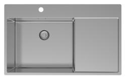 OUTLET Licht Beschadigd Pure.Sink Exclusivo RVS spoelbak met afdruipgedeelte 86x52 cm Tapwing links PEX5086LT-02