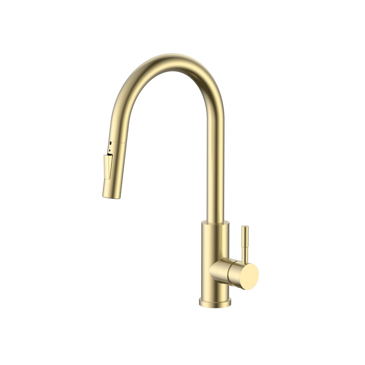 Licht bekrast Pure.Sink Elite Steel Stream-S keukenkraan PVD geborsteld goud met uittrekbare uitloop 1208971857