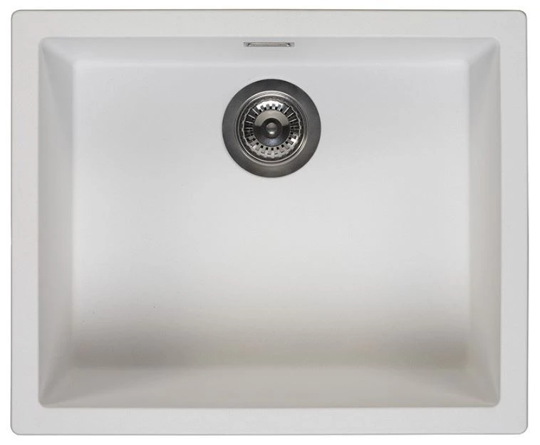 Ausmann Fibre witte spoelbak 50x40cm onderbouw, opbouw en vlakinbouw met automatische gun metal plug 1208971902