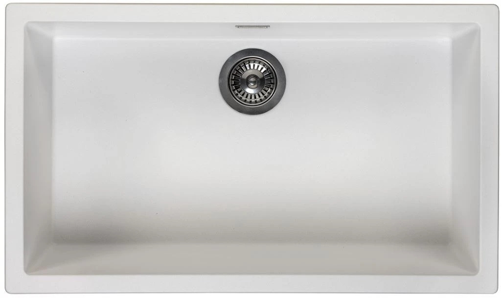 Ausmann Fibre wit grote spoelbak 70x40cm onderbouw, opbouw en vlakinbouw met automatische RVS plug 1208971904