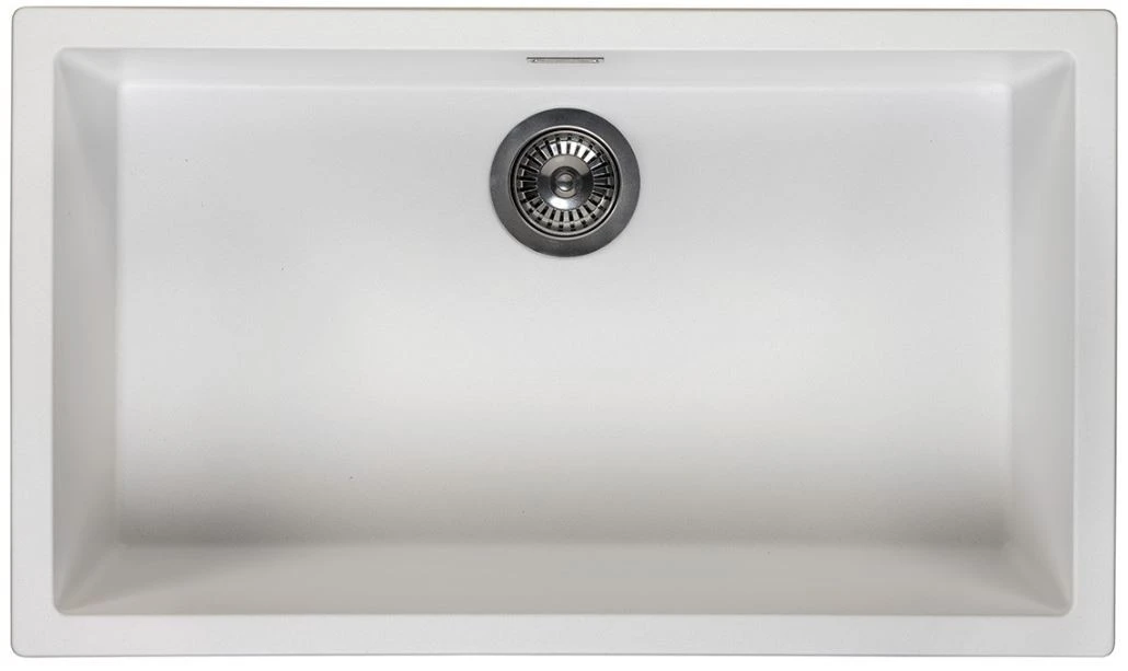 Ausmann Fibre wit grote spoelbak 70x40cm onderbouw, opbouw en vlakinbouw met automatische gun metal plug 1208971908