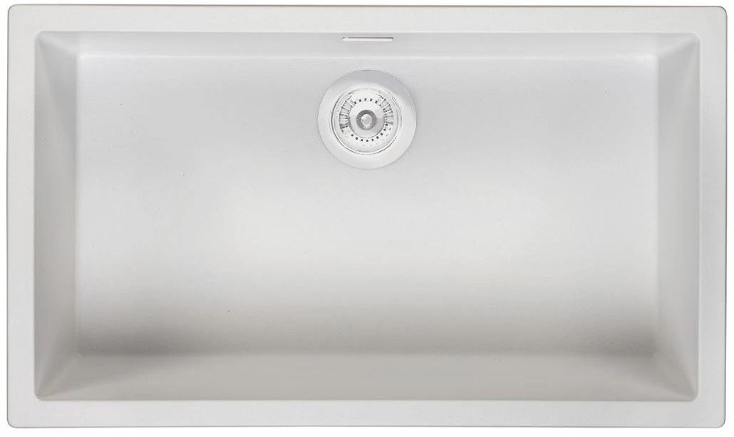 Ausmann Fibre wit grote spoelbak 70x40cm onderbouw, opbouw en vlakinbouw met automatische witte plug 1208971909