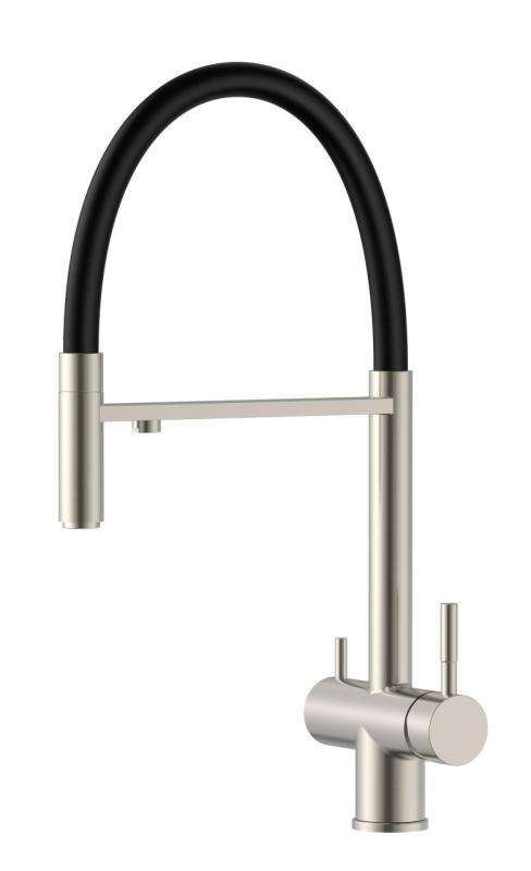 Pure.Sink Elite Steel Flex 3-weg RVS keukenkraan met flexibele uitloop en Gefilterd Water PS8110-02
