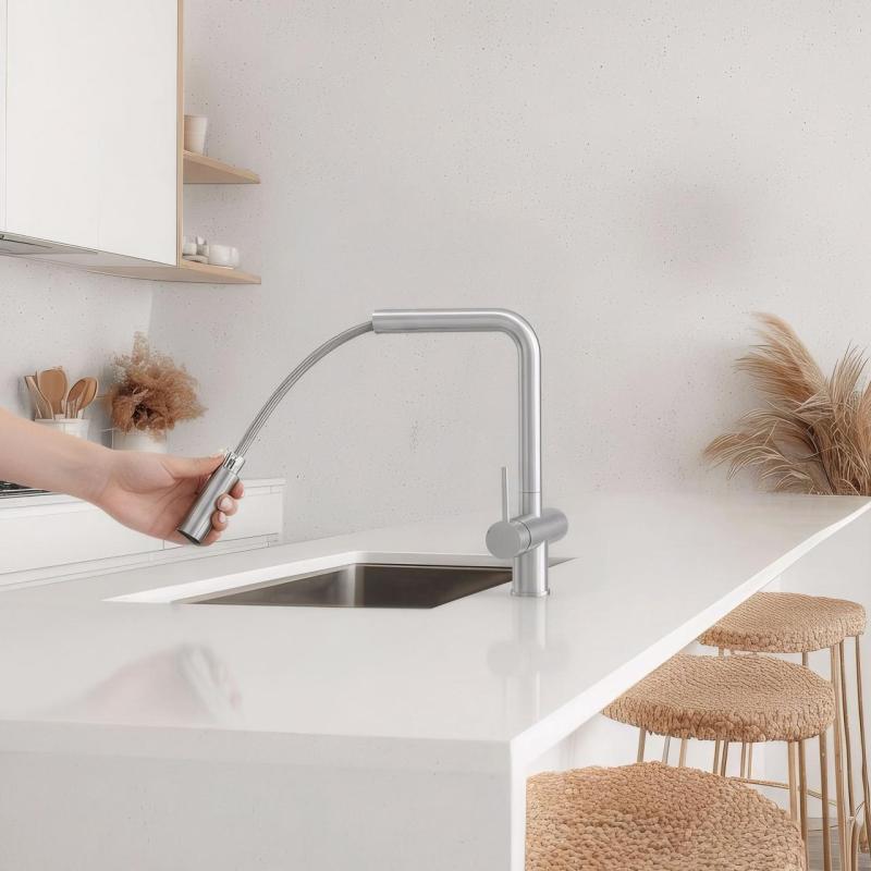 Pure.Sink Elite Steel Clear-S PVD gun metal 3-weg Keukenkraan met Uittrekbare Uitloop en Gefilterd Water PS8120-61