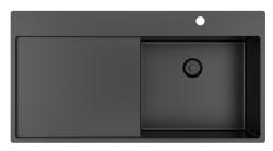 Pure.Sink Exclusivo Gun metal spoelbak met afdruipgedeelte 100x52 cm Tapwing rechts PEX47100RT-61