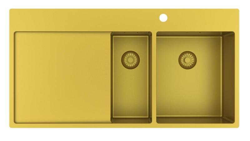 Pure.Sink Exclusivo Gouden 1,5  spoelbak met afdruipgedeelte 100x52 cm Tapwing rechts PEX3418100RT-60