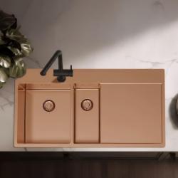 Pure.Sink Exclusivo Koperen 1,5  spoelbak met afdruipgedeelte 100x52 cm Tapwing links PEX3418100LT-62