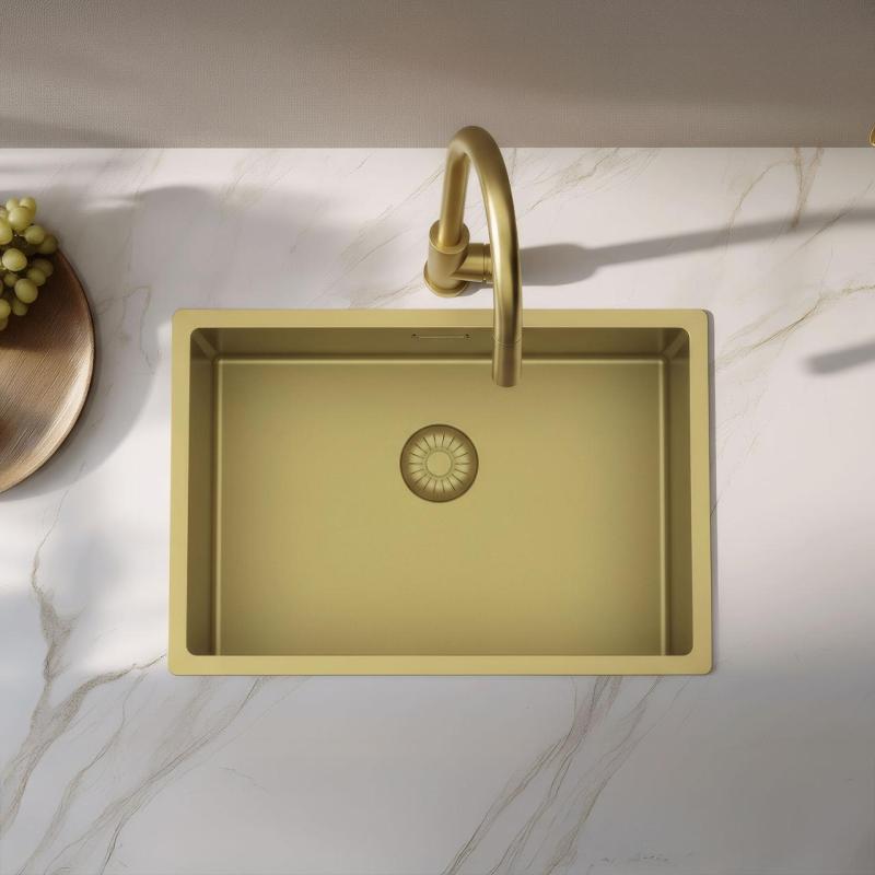 Pure.Sink Exclusivo Speciale 35cm lang Gouden spoelbak 50x35 cm 10mm radius PEX5035-60