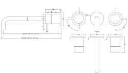 Waterevolution Flow 3-gats Inbouw Wastafelkraan PVD Witte Goud met uitloop 15 cm T1163FWGE-15