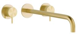 Waterevolution Flow 3-gats Inbouw Wastafelkraan PVD Witte Goud met uitloop 21 cm T1163FWGE-21