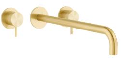 Waterevolution Flow 3-gats Inbouw Wastafelkraan PVD Witte Goud met uitloop 25 cm T1163FWGE-25