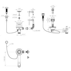 Pure.Sink Universal Gun metal Afvoerset inclusief drukknop-waste met plug, plus rechthoekige en ronde overloop WSTAUT-61