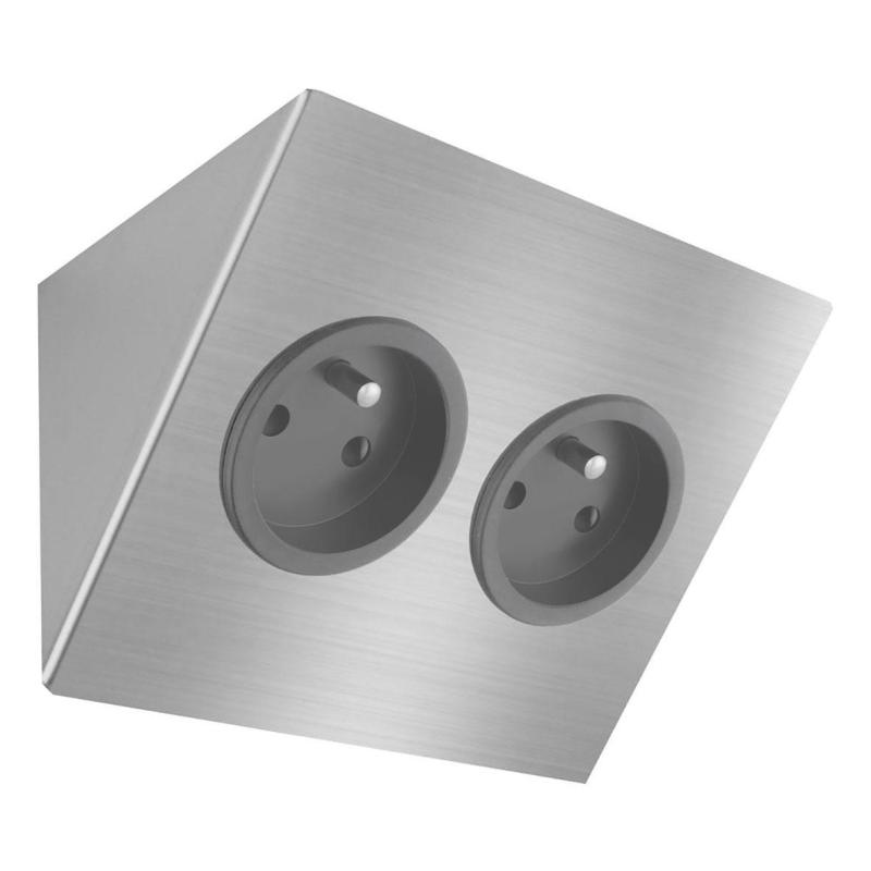 Indux Corner Еnergiezuil horizontaal te plaatsen met 2 Stopcontacten Penaarde RVS 1208972310