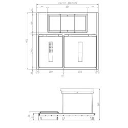 Indux Sort Afvalsysteem 2-voudig Handbediening voor Uittreklades 1208972319