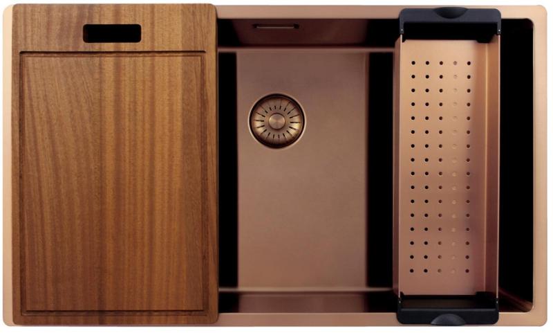 OUTLET Beschadigd!! Pure.Sink Exclusivo grote Koperen spoelbak 70x40 cm 10mm radius onderbouw, vlakinbouw en opbouw 1208972332