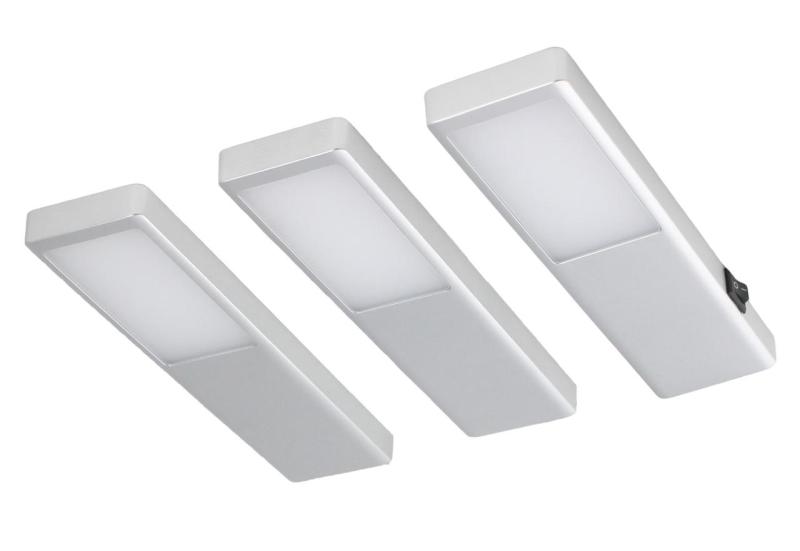 Indux Nivo keuken opbouw LED Set 3x3 W met Centraalschakelaar Alu-look 1208972334
