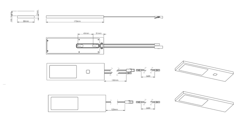 Indux Lino Keuken Opbouw LED Set 4 Spots 4W Met Geïntegreerde Touch-Dim-Schakelaar Zwart 1208972392