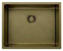 Pure.Sink Luxion PVD Antiek Bronzen spoelbak 50x40 cm onderbouw, vlakinbouw en opbouw met bodemrek PLX5040-64