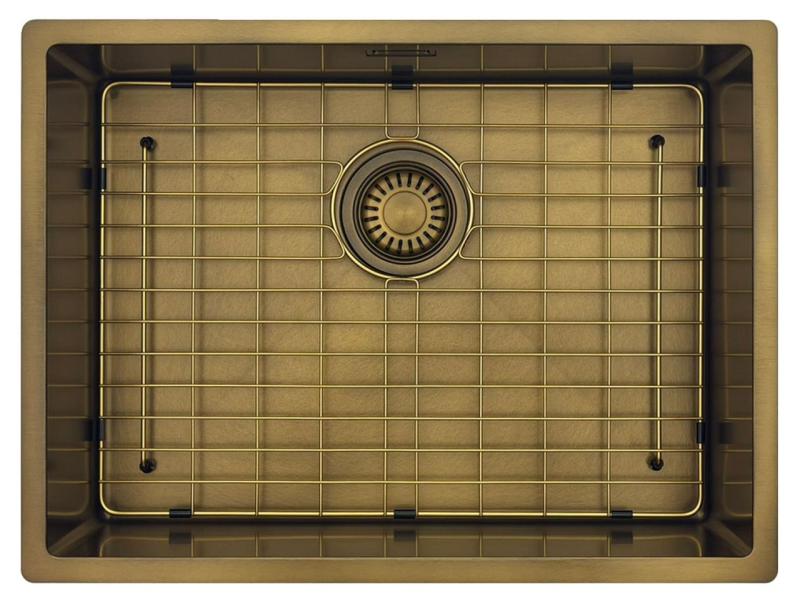 Pure.Sink Luxion PVD Antiek Bronzen spoelbak 55x40 cm onderbouw, vlakinbouw en opbouw  met bodemrek PLX5540-64