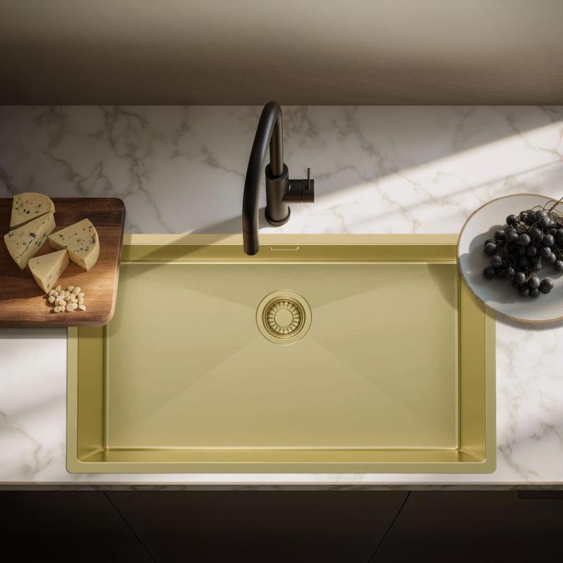 Pure.Sink Luxion Grote Gouden spoelbak 74x40 cm onderbouw PLX7440-60