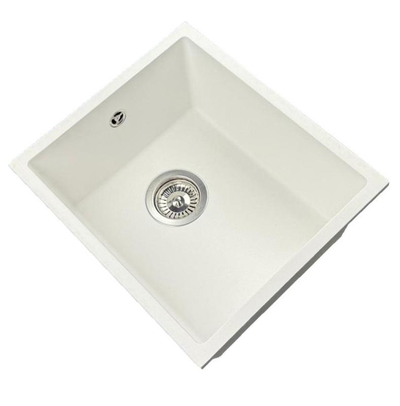 OUTLET GraniteMy Universal granieten witte spoelbak 34x40 cm wit onderbouw  met rvs plug 1208972452