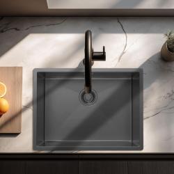 Pure.Sink Luxion Gun metal spoelbak 55x40 cm onderbouw 1208972455