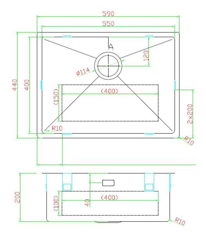 Pure.Sink Luxion Gun metal spoelbak 55x40 cm onderbouw 1208972455