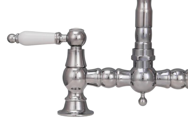 Aquanello Heritage Manor Klassieke Keuken Nostalgische Brug Keukenkraan Chroom met Witte Hendel CR-0010-HM