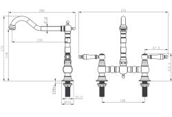 Aquanello Heritage Manor Klassieke Keuken Nostalgische Brug Keukenkraan RVS met Witte Hendel NB-0010-HM