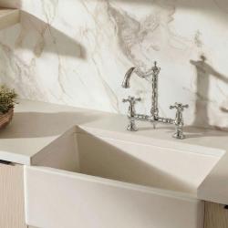 Aquanello Heritage Ascot Klassieke Keuken Nostalgische Brug Keukenkraan Chroom met Kruishendels CR-4001-HA