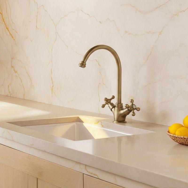 Aquanello Heritage Ascot Klassieke Keuken Nostalgische Keukenkraan Brons met Ronde Uitlop BN-4003-HA