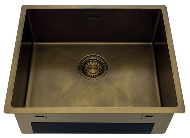 OUTLET Pure.Sink Luxion PVD Antiek Bronzen spoelbak 50x40 cm onderbouw met bodemrek PLX5040-64