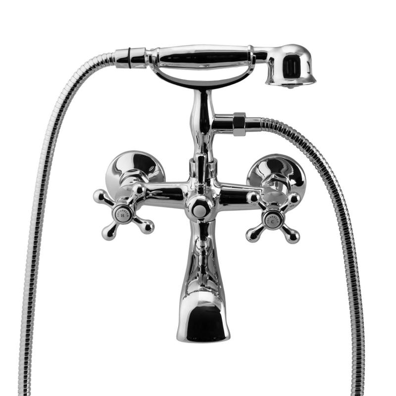 Aquanello Heritage Ascot Klassieke Opbouw Badkraan met Sterknoppen Chroom inclusief Handdouche CR-3002-HA
