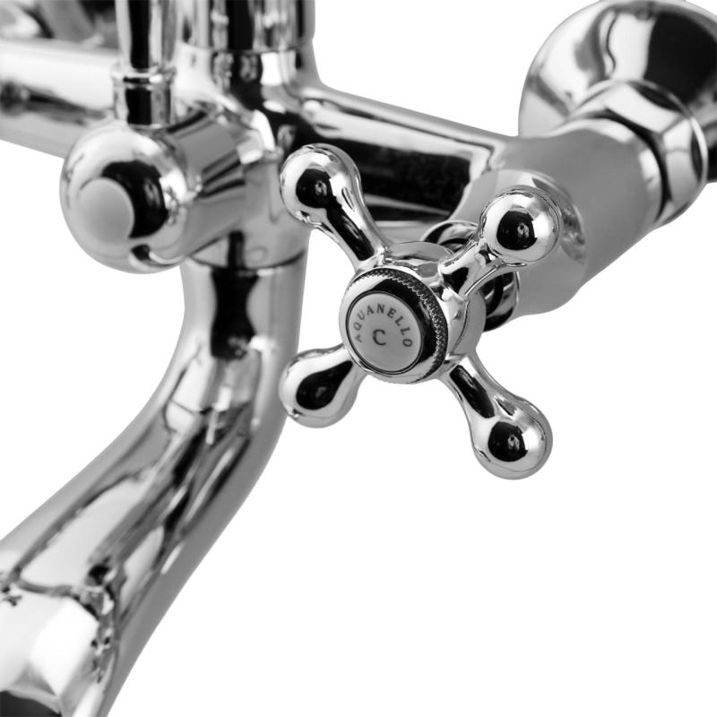 Aquanello Heritage Ascot Klassieke Opbouw Badkraan met Sterknoppen Chroom inclusief Handdouche CR-3002-HA