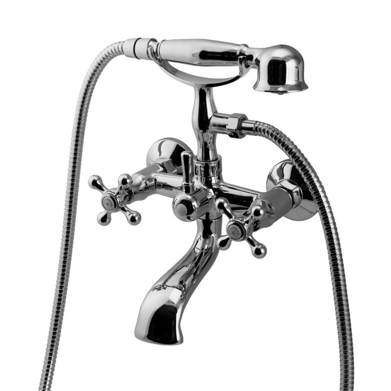 Aquanello Heritage Ascot Klassieke Opbouw Badkraan met Sterknoppen Chroom inclusief Handdouche CR-3002-HA