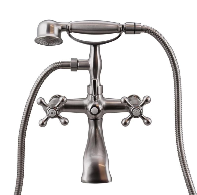 Aquanello Heritage Ascot Klassieke Opbouw Badkraan met Sterknoppen RVS inclusief Handdouche NB-3002-HA