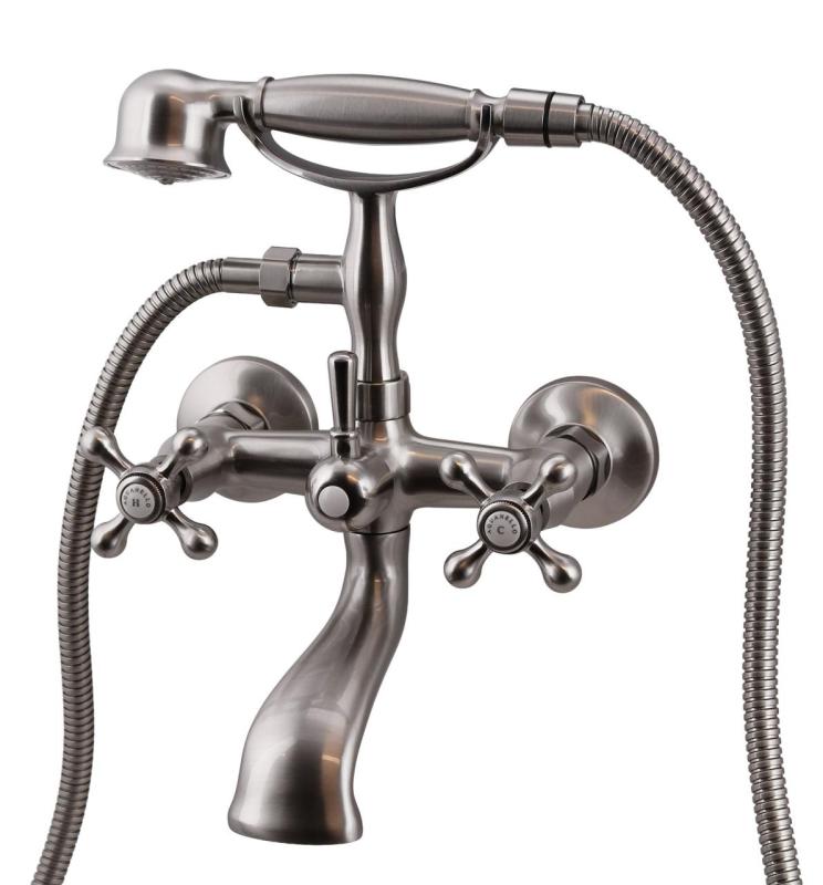 Aquanello Heritage Ascot Klassieke Opbouw Badkraan met Sterknoppen RVS inclusief Handdouche NB-3002-HA