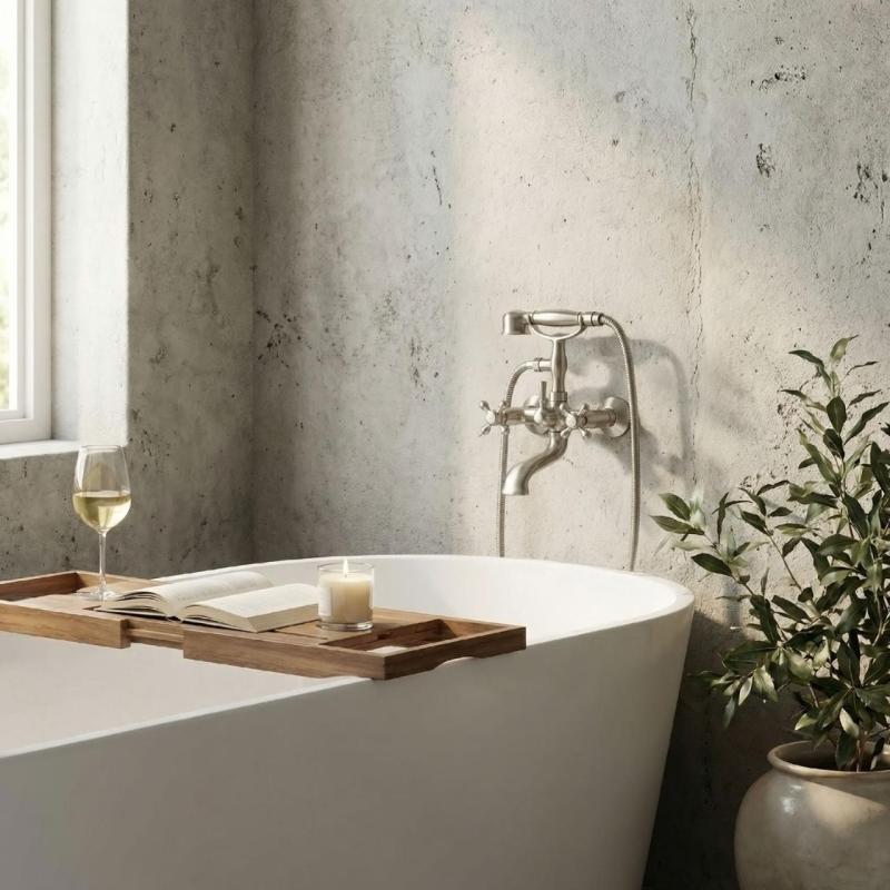 Aquanello Heritage Ascot Klassieke Opbouw Badkraan met Sterknoppen RVS inclusief Handdouche NB-3002-HA