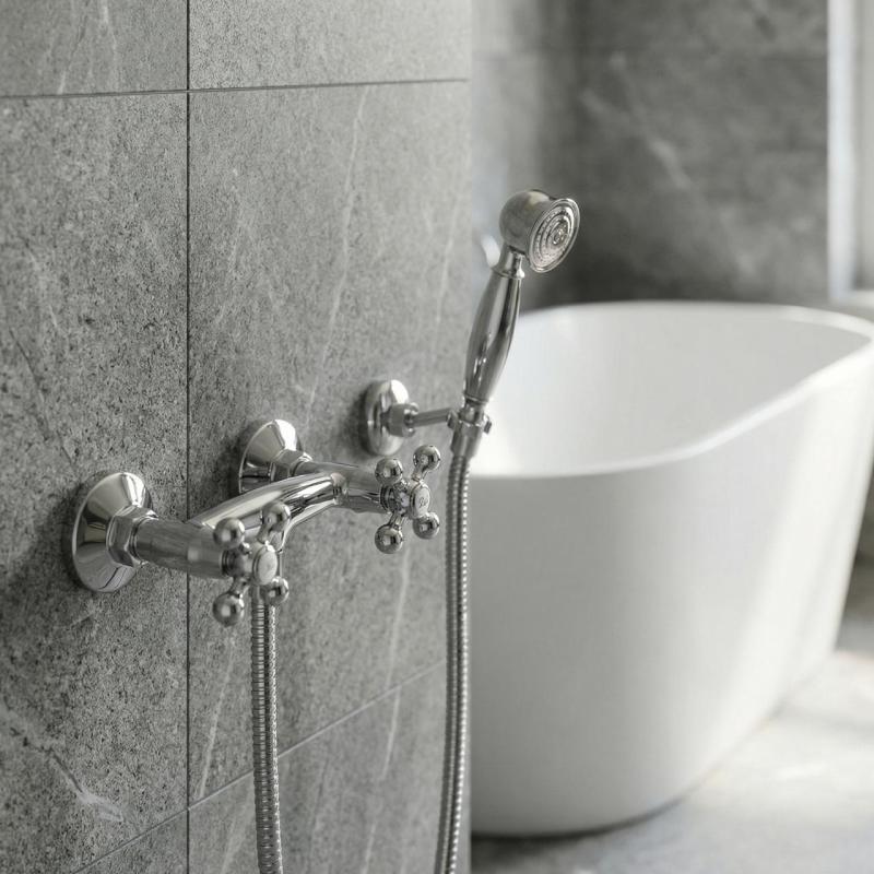 Aquanello Heritage Ascot Klassieke Opbouw Douchekraanset met Sterknoppen Chroom inclusief Handdouche CR-2002-HA