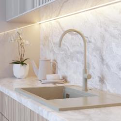 Graniteland Vira Slim Keukenmengkraan Beige met draaibare uitloop 1208972622