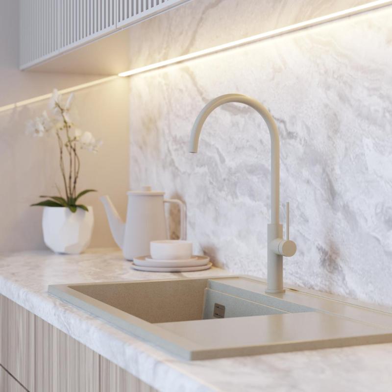 Graniteland Vira Slim Keukenmengkraan Beige met draaibare uitloop 1208972622