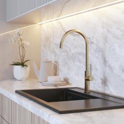 Graniteland Vira Slim Keukenmengkraan Geborsteld Goud met draaibare uitloop 1208972623