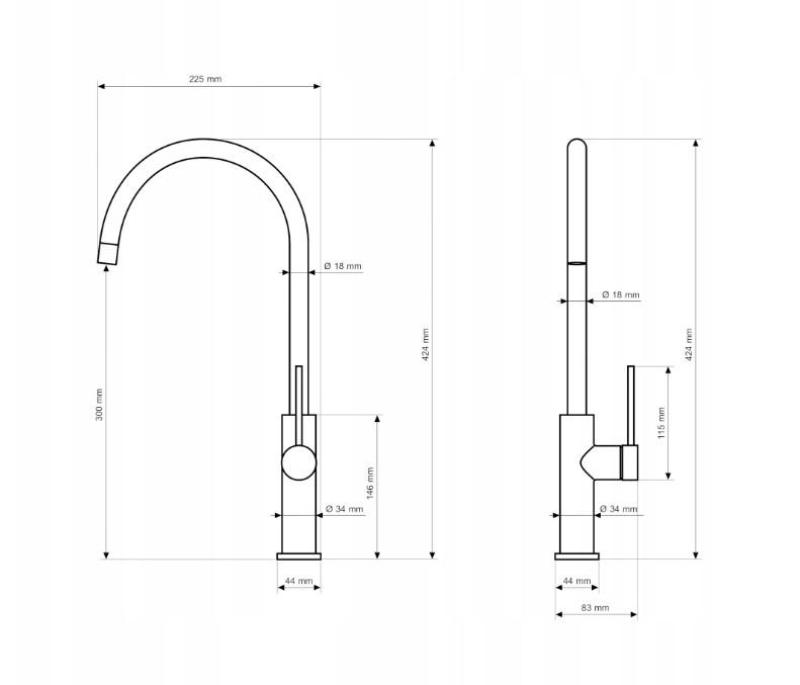 Graniteland Vira Slim Keukenmengkraan Zwart met draaibare uitloop 1208972626
